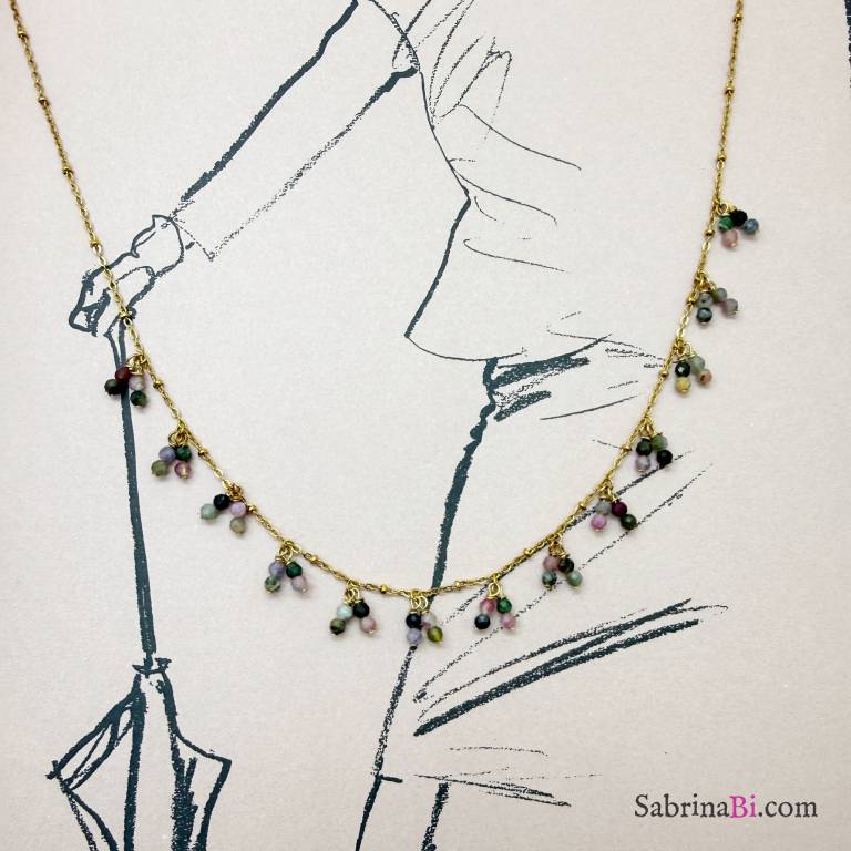 Alchimia di Colori multicolor Tourmaline clusters necklace 