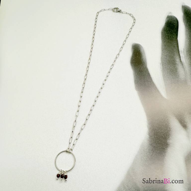 Ethereal Garnet collection necklace Garnet Halo