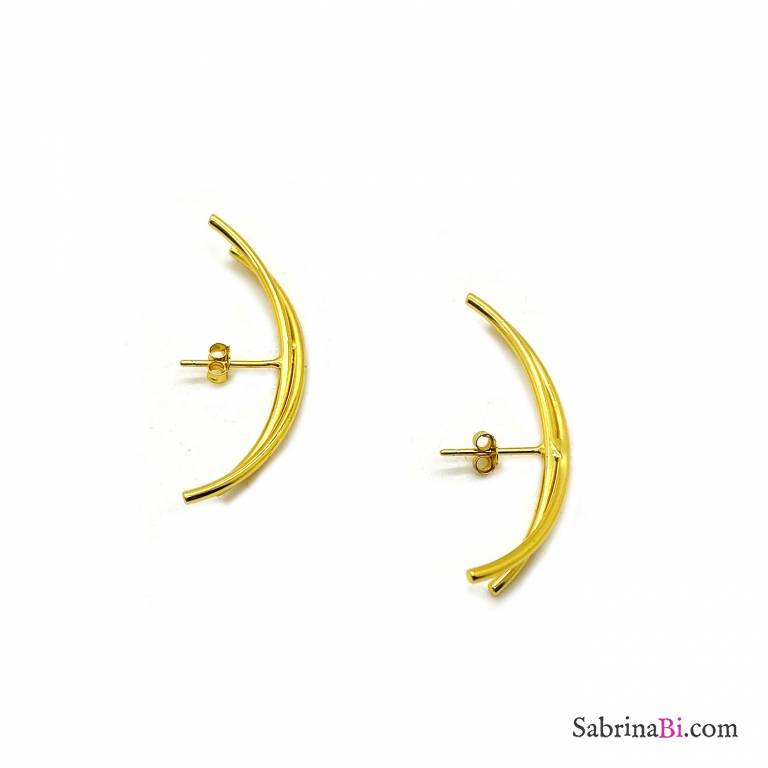 Gold sterling silver mono ear cuff Arco