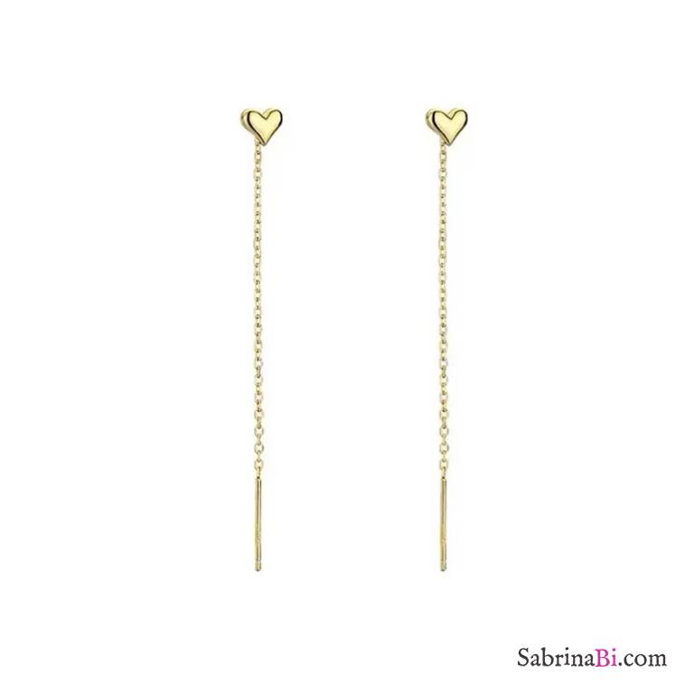 Mono pull through Heart earring gold/silver