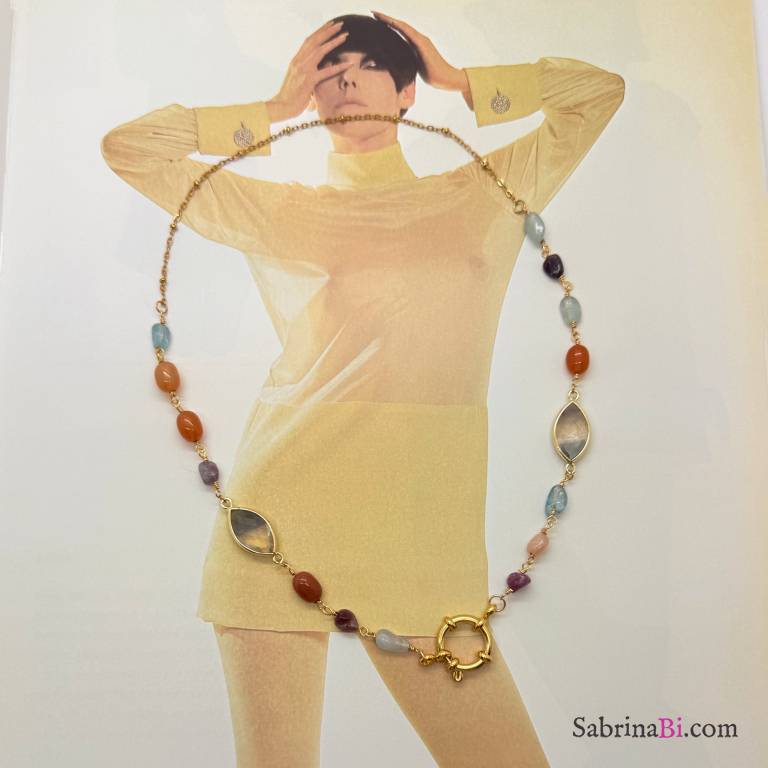 Collana Mosaico con fluorite e pietre dure multicolor | SabrinaBi