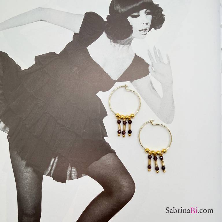 Riflessi di Granato tubular beads hoops