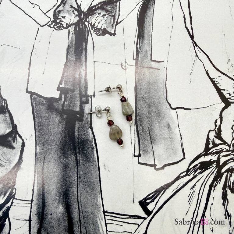 Garnet and Labradorite Drop Earrings | SabrinaBi