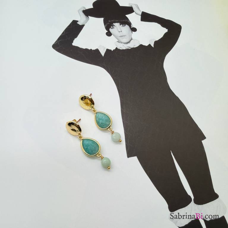 Natural Amazonite drop earrings