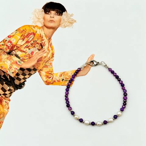 Amethyst and Rice Pearls Bracelet