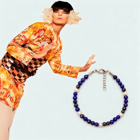 Lapis Lazuli and Freshwater Pearl Bracelet