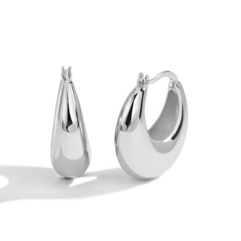 Silver Luna Drop hoops