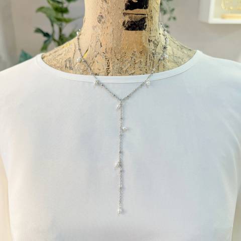 Gocce di Luna Y-shaped silver necklace