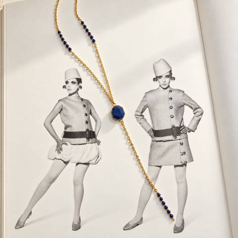 Collana a Y con Giada Blu e Lapislazzuli