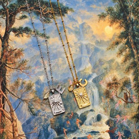 The Sun Short Tarot Necklace with Initial and Citrine