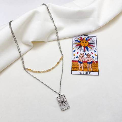 The Sun Double Tarot Necklace with Citrine