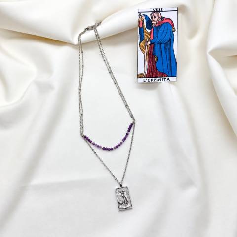 Collana doppia Tarocchi L’Eremita con Ametista