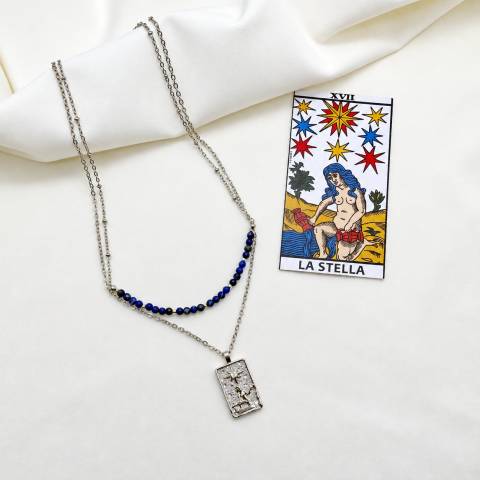 The Star Double Tarot Necklace with Lapis Lazuli