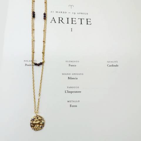 Collana doppia Zodiac segno Ariete con Granato