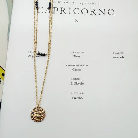 Collana doppia Zodiac segno Capricorno con Ossidiana