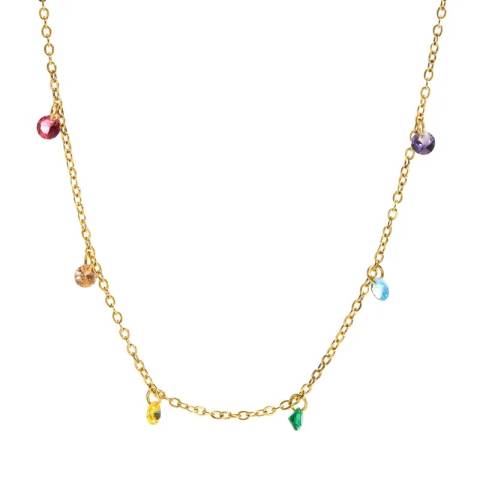 Multicolor Zirconia waterfall necklace