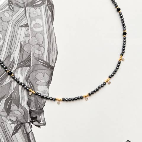 Collana Notte Dorata con Ematite e Ossidiana Nera