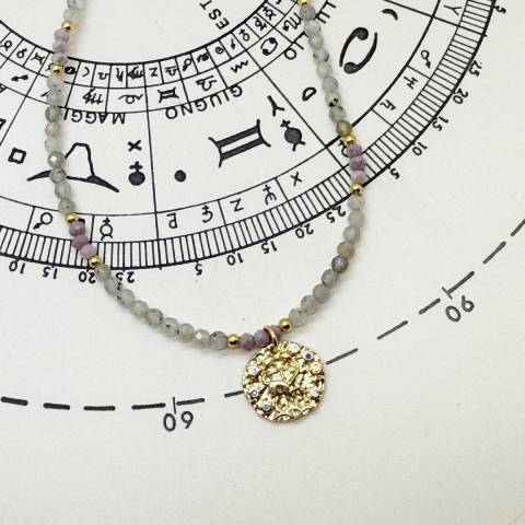 Zodiac Gemini necklace with Labradorite