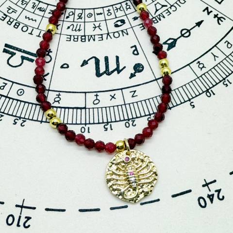 Collana Zodiac Scorpione con Rubini