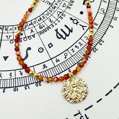 Zodiac Virgo necklace with Carnelian