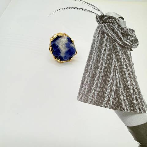 Oval blue Sodalite adjustable maxi ring
