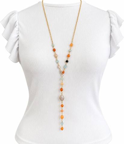Mélange – Y necklace with Fluorite and multicolor gemstones