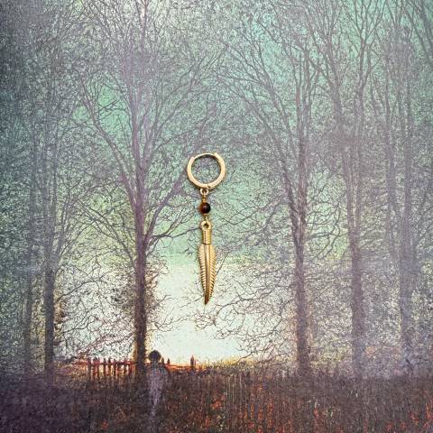 Single Earring with Golden Feather and Tiger’s Eye | SabrinaBi