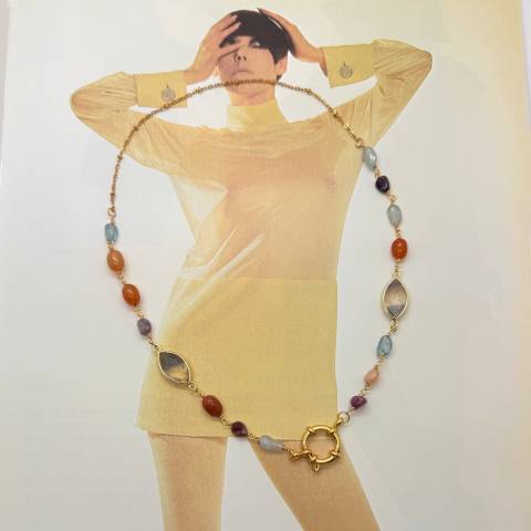 Mosaico – collana con Fluorite e pietre dure multicolor