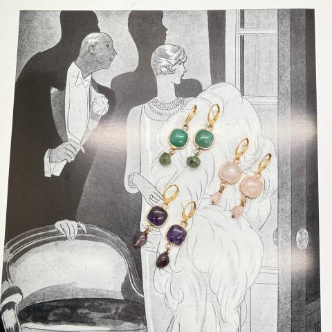 Cushion Earrings – Aventurine, Amethyst or Rose Quartz