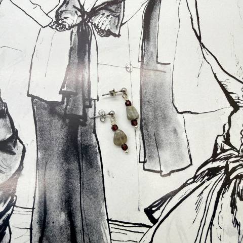 Garnet and Labradorite Drop Earrings | SabrinaBi