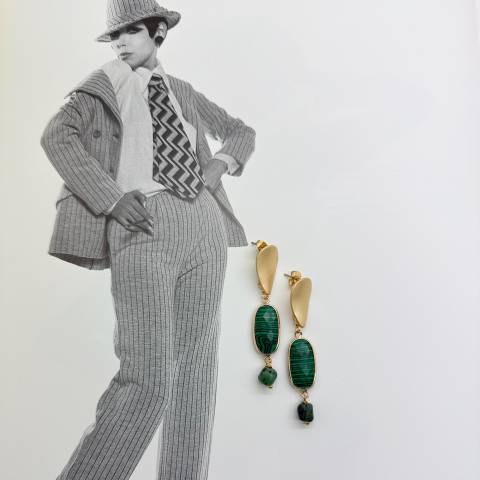 Drop earrings with Malachite