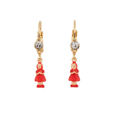 Miniature Little Red Riding Hood drop earrings