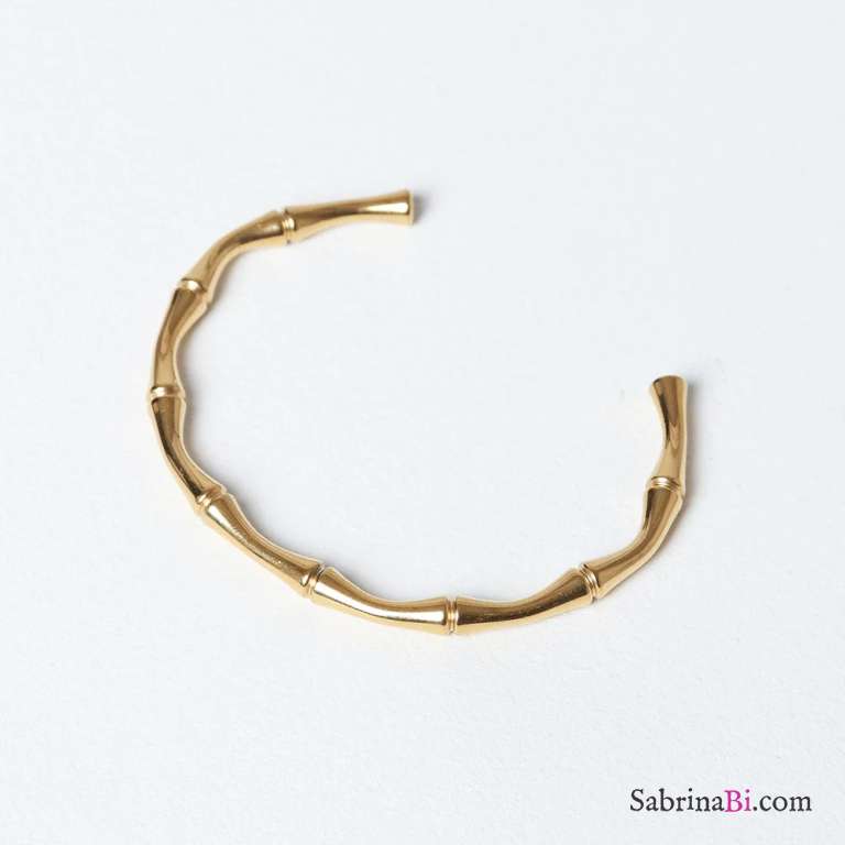 Bracciale bangle minimal bambù oro