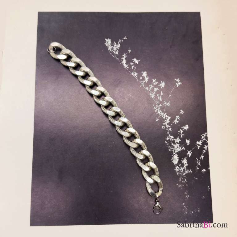 Bracciale chunky catena groumette diamantata argento
