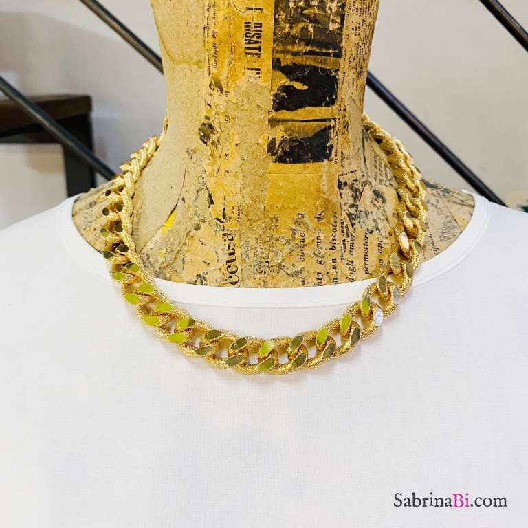 Collana chunky catena groumette diamantata