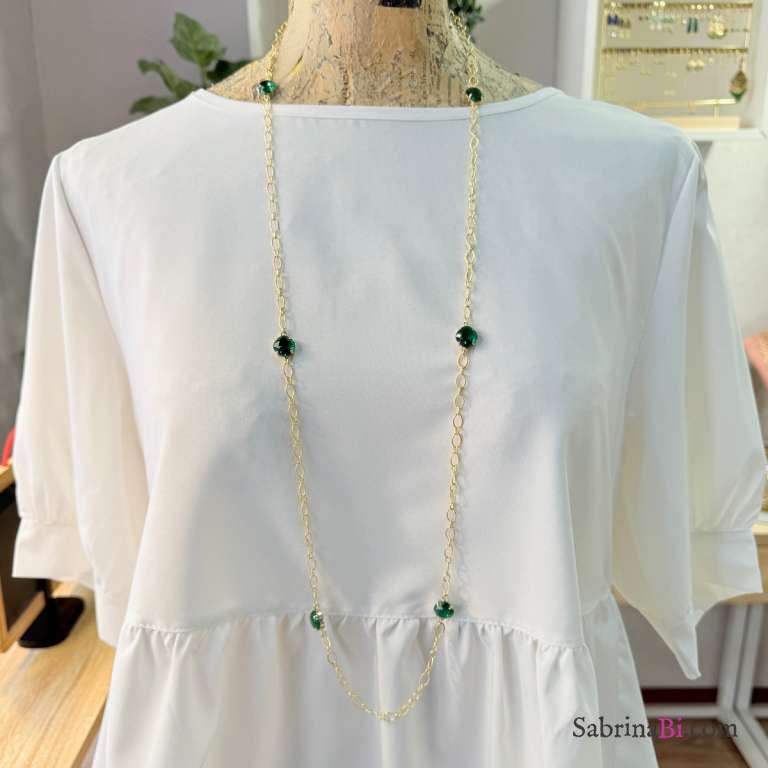 Collana lunga Cristalli Prestige verdi