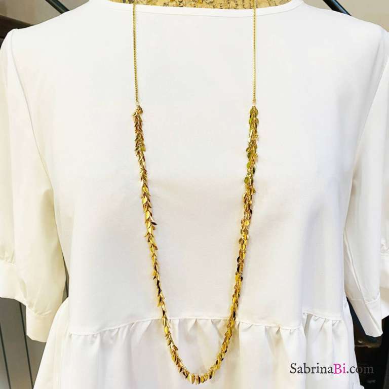 Collana lunga foglioline