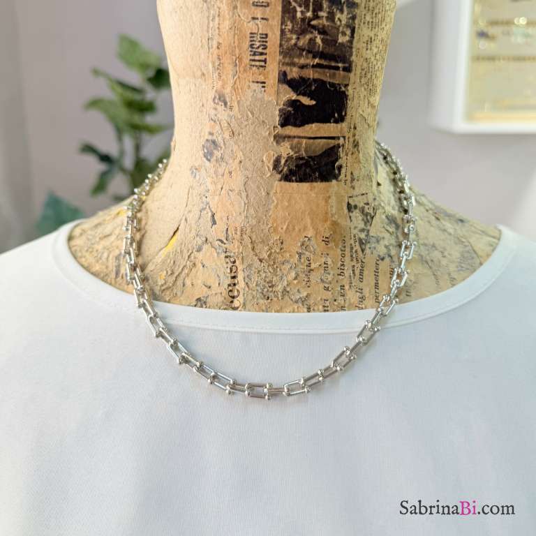 Collana maglia a ferro di cavallo argento