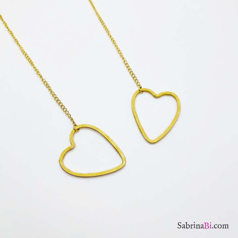 Collana saliscendi con doppio cuore