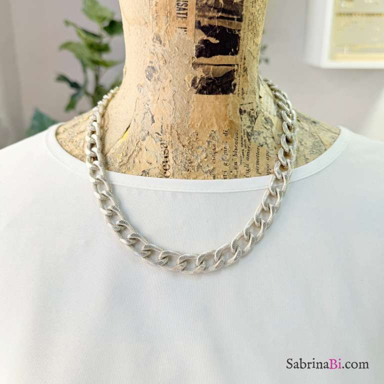 Collana unisex catena groumette diamantata