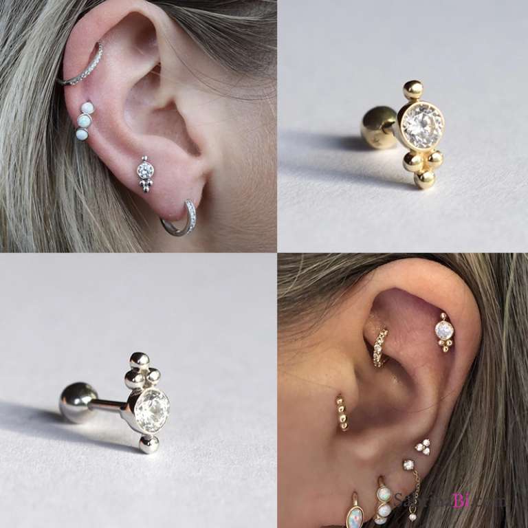 Piercing argento India Zircone