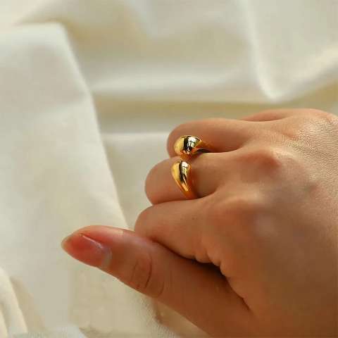 Double Droplet Ring gold