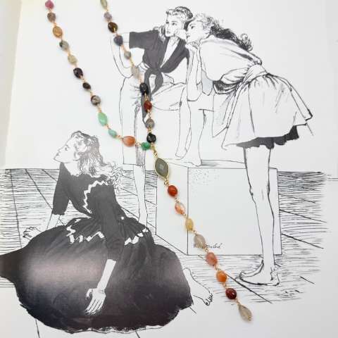 Bohème – collana a Y con Fluorite e pietre dure multicolor