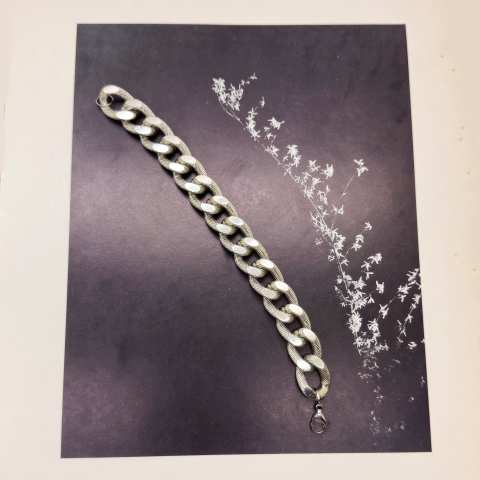 Bracciale chunky catena groumette diamantata argento