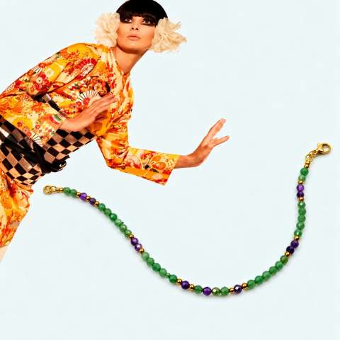 Bracciale con Avventurina Verde e Ametista