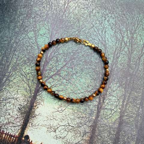 Tiger’s Eye Bracelet with Golden Accents | SabrinaBi