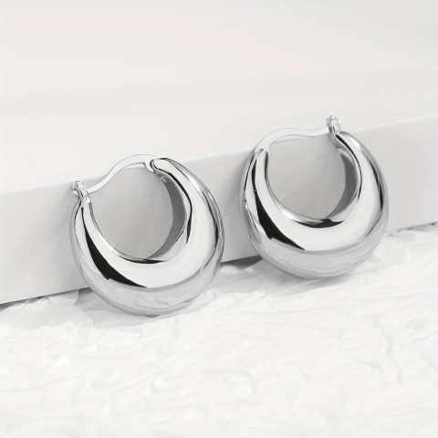 Silver Luna Drop hoops