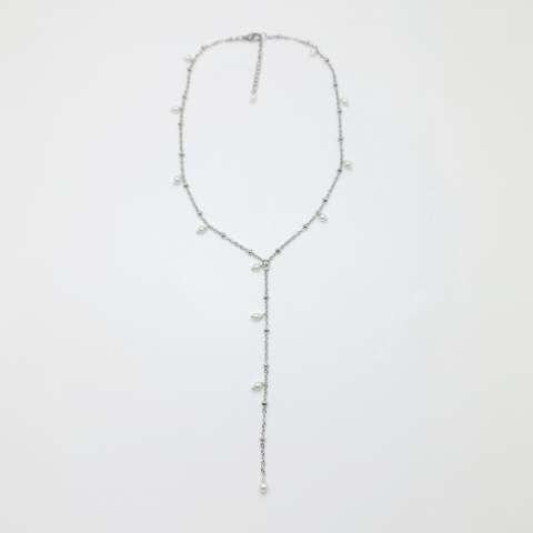 Gocce di Luna Y-shaped silver necklace