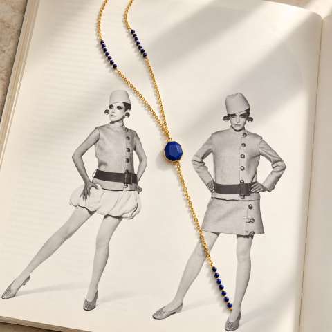 Collana a Y con Giada Blu e Lapislazzuli