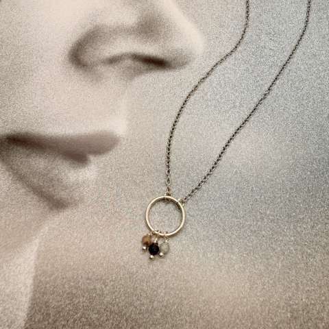 Tourmaline Chic silver circle necklace